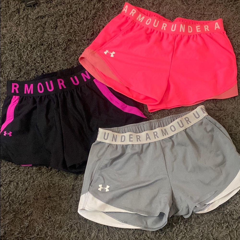 Under Armour Pink and Black Athletic Shorts Lightweight Design